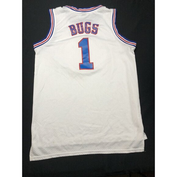 Masmig Space Jam Jersey Mens Size Large BUGS #1 Tune Squad White Embroidered - Picture 7 of 8